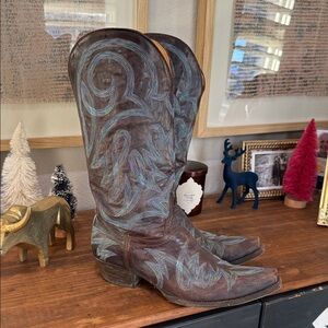 Old Gringo Brown and Blue Heeled Boots